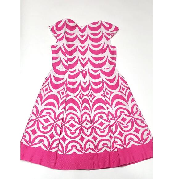 Talbots pink white cap sleeve A-line dress women's 8 petite - Picture 7 of 8